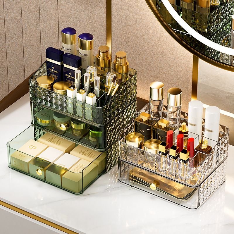 Luxury Skincare Box - Diamond Pattern Cosmetics Storage Box High-end